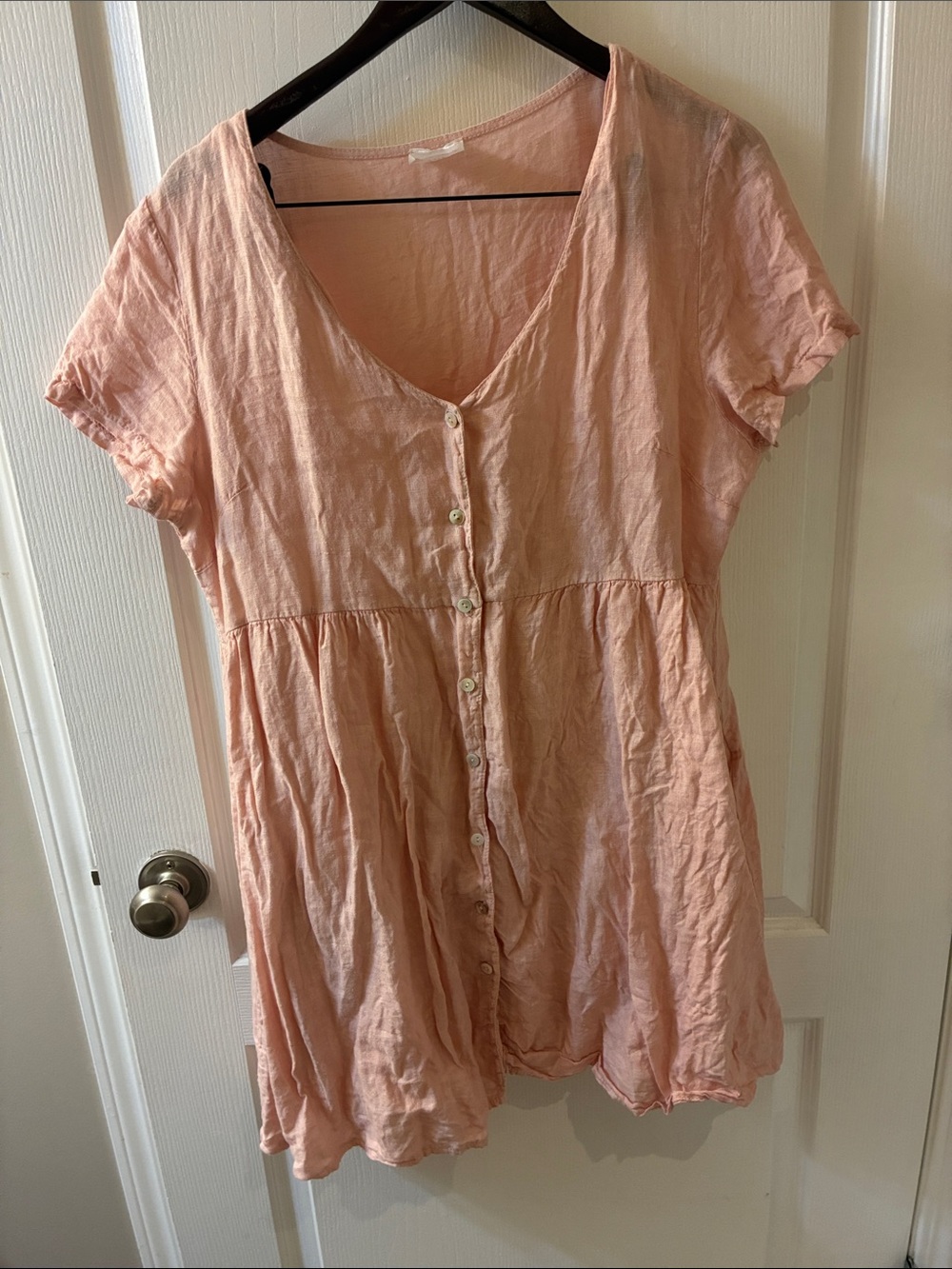 100% Linen Babydoll Dress- Size Large